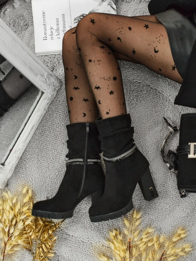 Dámské kotníkové boty eko semišové na sloupku BrambleDusk