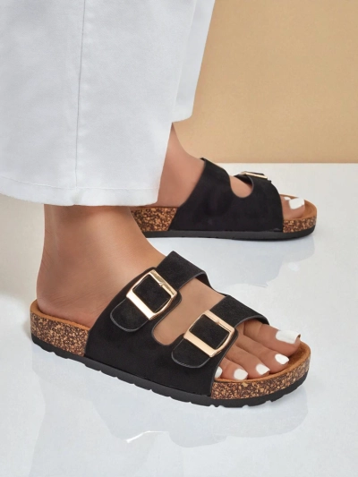 Dámské pantofle Letitia černé, semišové, plochý podpatek, italský design