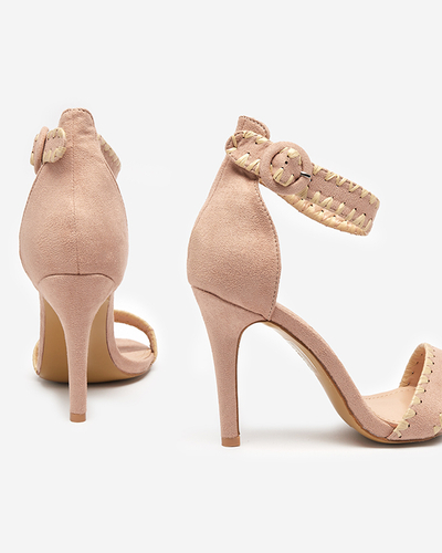 Pudrované dámské sandály na vysokém podpatku Kemisooa - Obuv