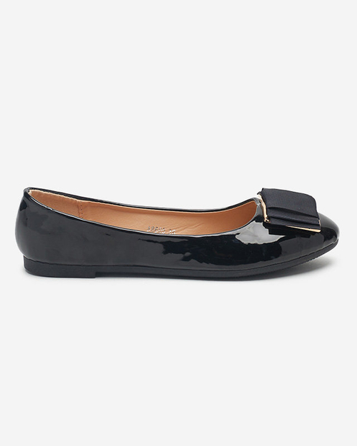 Чорні лаковані балерини з бантом Asame-Shoes