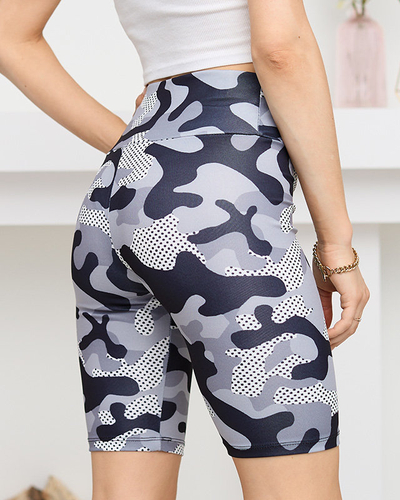 Světle šedé dámské cyklistické legíny s potiskem - Oblečení