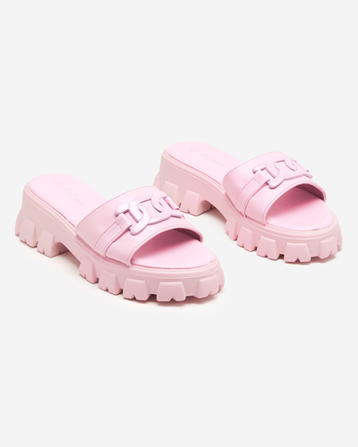 OUTLET Fialové dámské pantofle na silnější podrážce Inza-Shoes