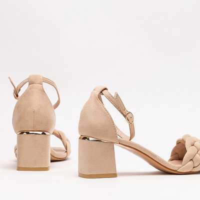 OUTLET Béžové dámské sandály se zdobeným páskem Venesi - Boty