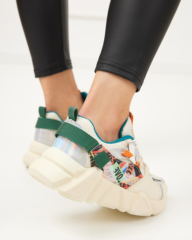 VÝSTUP Béžová dámská sportovní obuv s barevnými vsadkami Deroni - Obuv