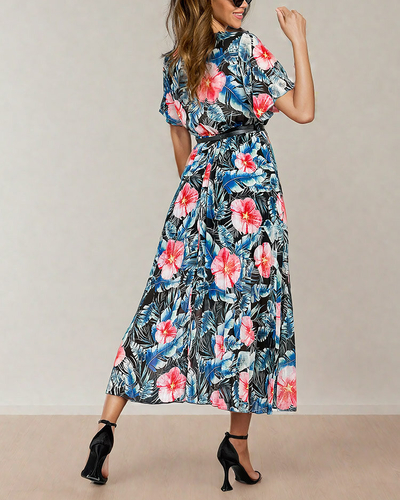 Royalfashion Dámské plisované květinové midi šaty