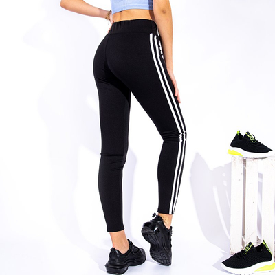 Černé dámské sportovní legíny s pruhy - oblečení