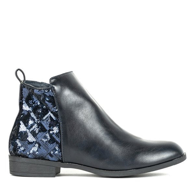 Granatowe botki z cekinami Pajetka - Obuwie
