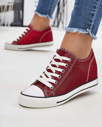 Червоні жіночі кеди на прихованому якорі з блискучою ниткою Seggat- Footwear