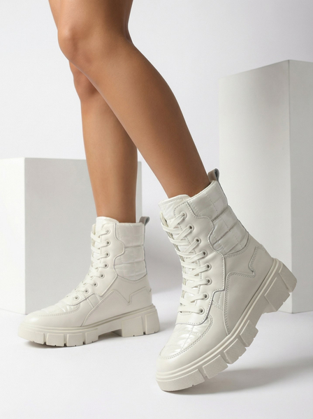 Calista Dámská Obuv Módní Ploché Krémové Kotníkové Boty