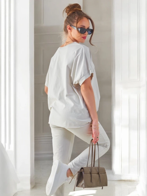 Royalfashion Жіночий котоновий комплект з короткими рукавами та прямими штанами