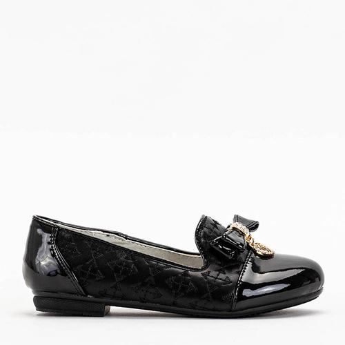 Чорні дитячі балетки з бантиком Olije