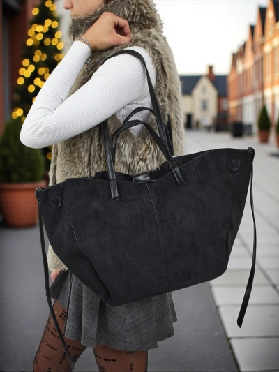 Жіноча сумка-шопер еко замшева з меншою еко шкіряною в комплекті 2в1 Elinea