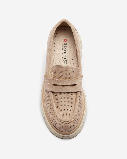 Світло-коричневі жіночі ажурні мокасини на суцільній підошві Ejina - Взуття