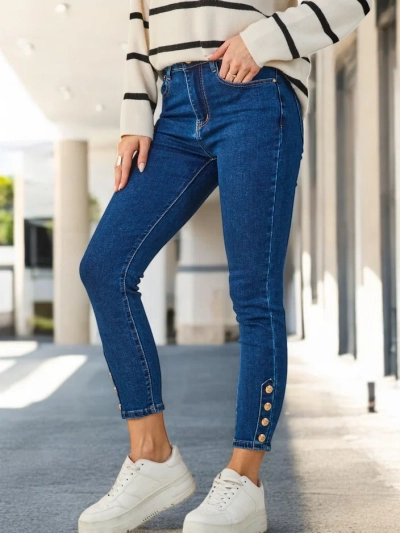 Royalfashion Dámské skinny džíny s knoflíky