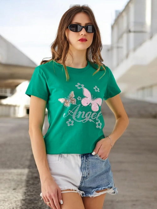 Royalfashion Жіночий бавовняний футболка Метелик