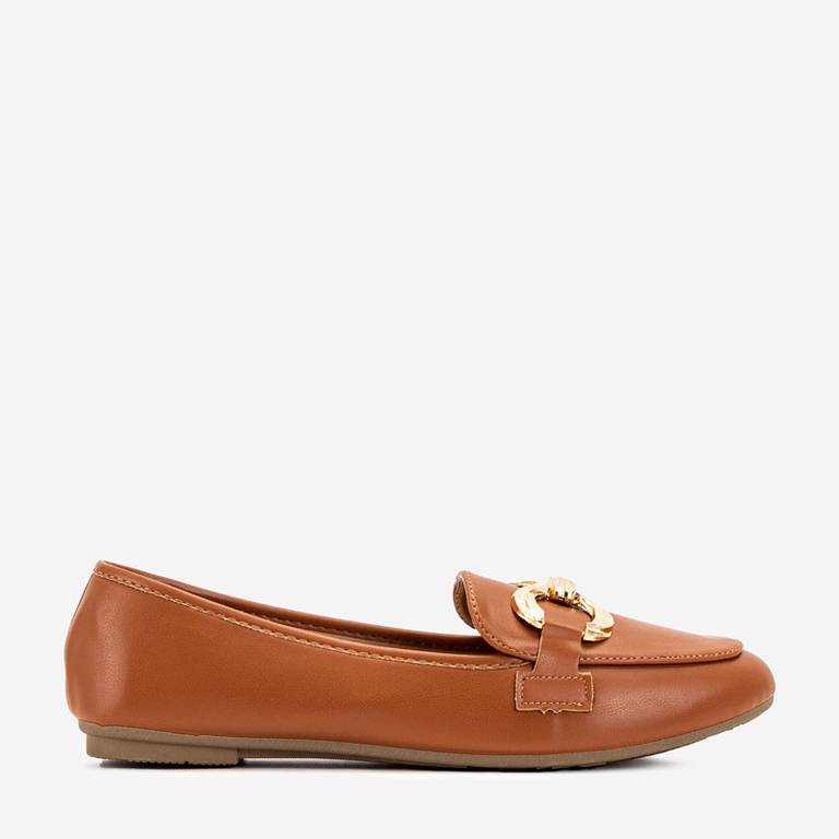 OUTLET Hnědé dámské mokasíny se zdobením Pyolens - Obuv