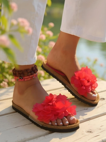 Royalfashion Dámské žabky s kvítky Flora Soft