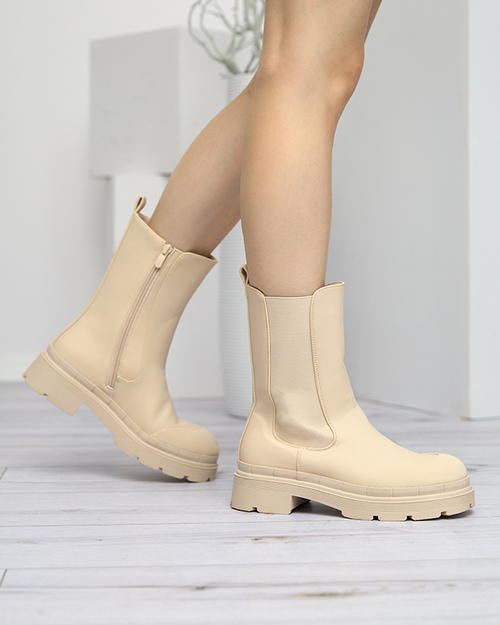 Бежеві матові жіночі високі черевики Namrid- Взуття