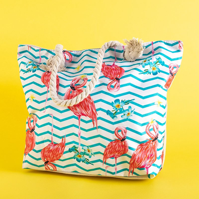 Vícebarevná plážová taška s plameňáky - Kabelky