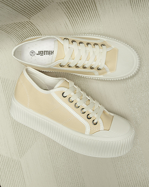 Бежеві жіночі кеди на суцільній підошві Ozerika - Взуття