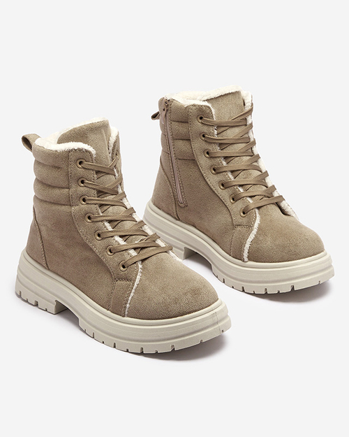 Жіночі утеплені черевики-трапери коричневого кольору Tivica - Взуття