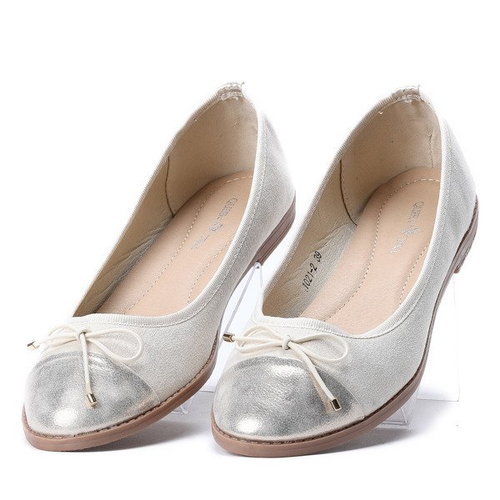 Beżowe baleriny z kokardką Mia - Obuwie