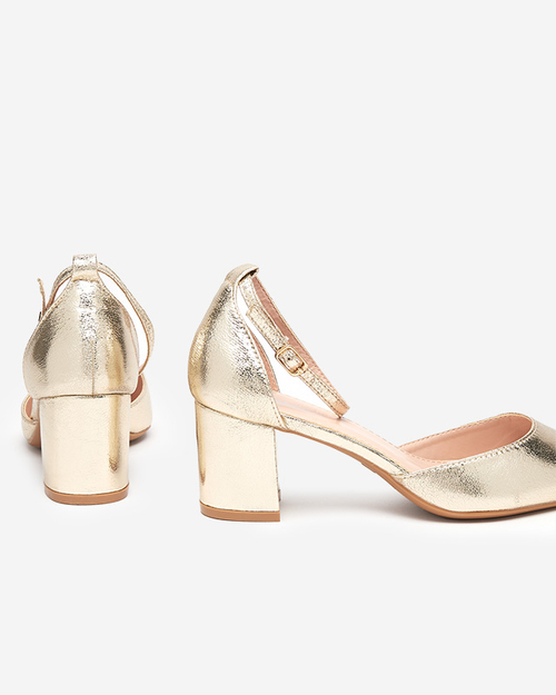 Жіночі босоніжки на низькій шпильці золотистого кольору Nerola - Взуття