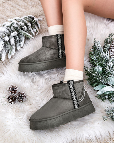 Royalfashion Dámské krátké kozačky a'la snow boots s ornamentem Erititta