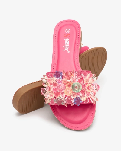 Royalfashion Fuchsiové dámské žabky s barevnými krystaly Bling Breeze