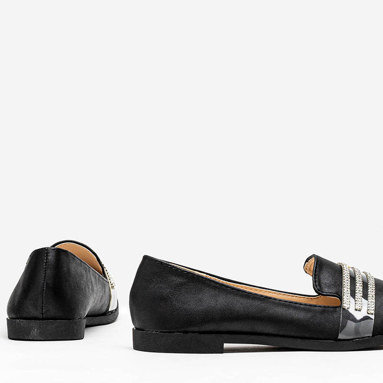 Černé dámské mokasíny s kubickou zirkonií Kremssa - Obuv