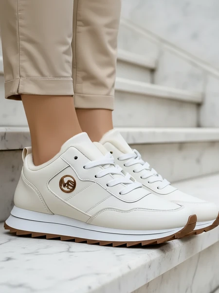 Royalfashion Alba Zateplené Dámské Tenisky Bílé Ekokůže na Platformě