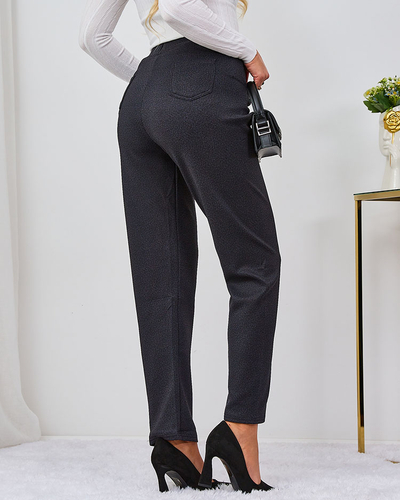 Royalfashion Vzorované černé dámské tegínové kalhoty PLUS SIZE