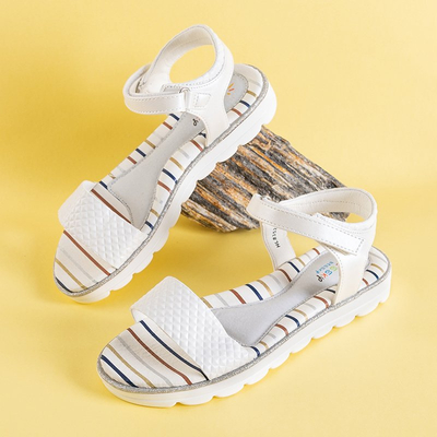 OUTLET Dětské bílé ploché sandály Lusita - Obuv