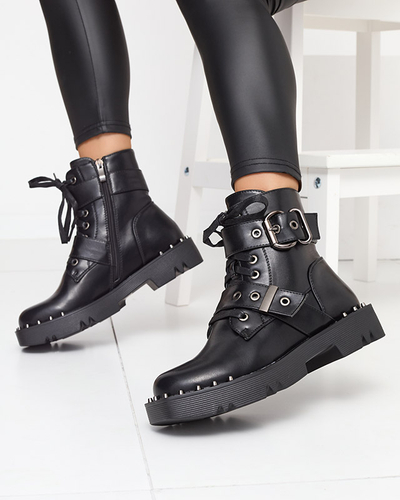 Чоботи жіночі чорні утеплені з орнаментом Erita - Взуття