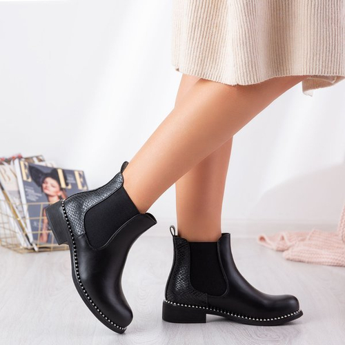 Чорні черевики з візерунком типу шкіра змїї Faviae - Взуття