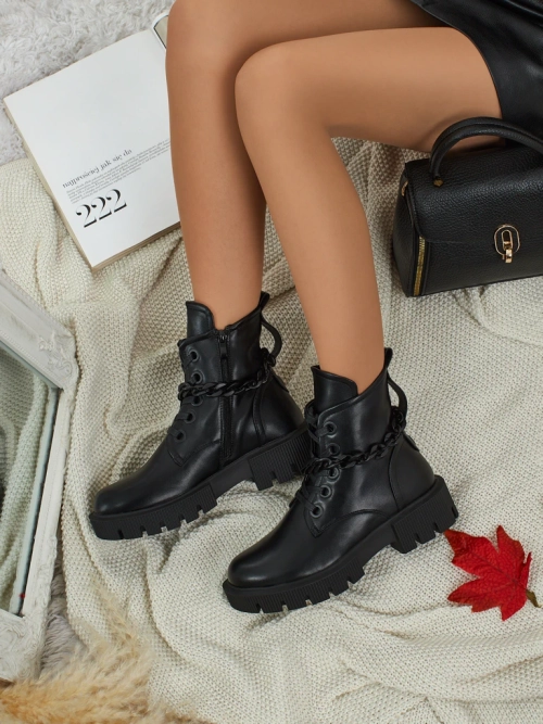 Еко шкіряні жіночі ботильйони Anviq на шнурівці
