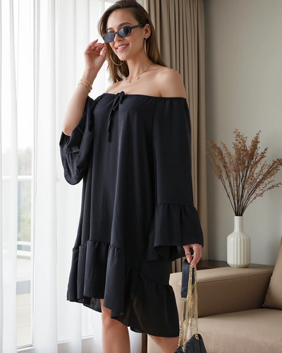 Royalfashion Dámské šaty bez ramínek s volány oversized