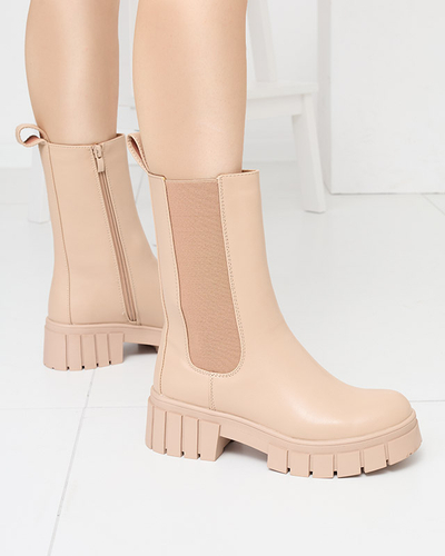 Dámské béžové vysoké zateplené kozačky Otika - Obuv