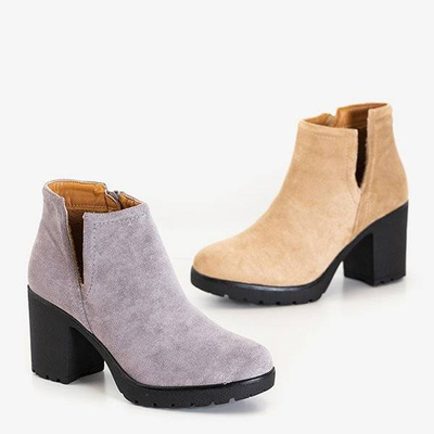 OUTLET Světle šedé izolované dámské boty na sloupku Ryoko - obuv