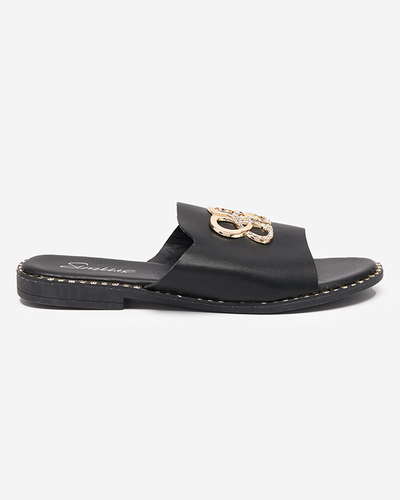 OUTLET Černé dámské pantofle se zlatým ornamentem Silobi- Footwear