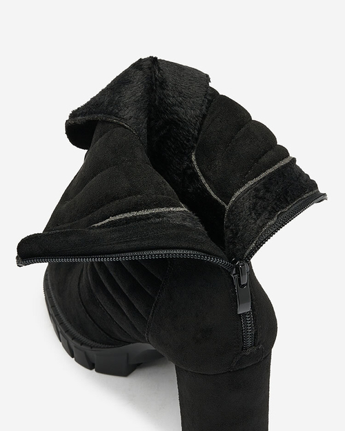 Royalfashion Чорні жіночі утеплені черевики на шпильці Sehhra