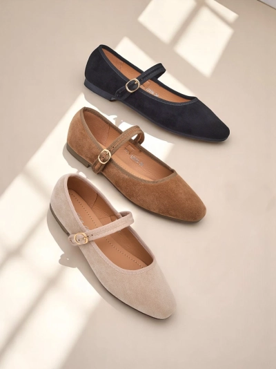 Royalfashion жіночі балетні туфлі з еко-замші з ремінцем Ernie