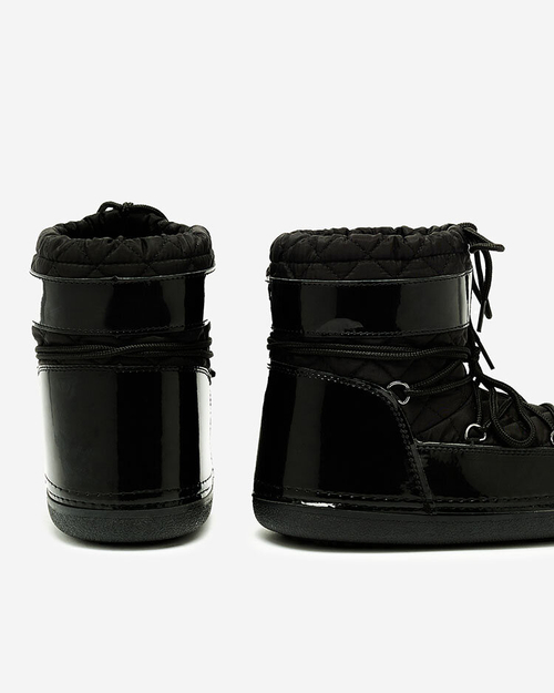 Royalfashion Чорні жіночі снігоступи з рубчиком Yevnoiela