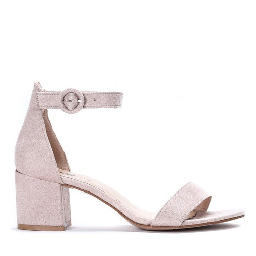 Beżowe sandałki na niskim słupku Madeleine - Obuwie