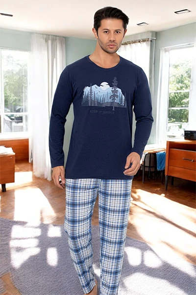 Royalfashion Чоловічі котонові піжами в клітинку