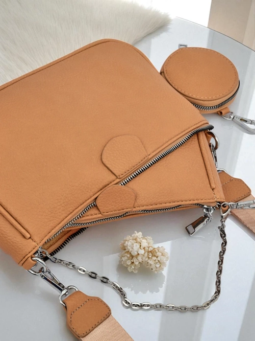 Жіноча сумка Aurora Multi з екошкіри світло-коричневого кольору з ланцюжком на блискавці