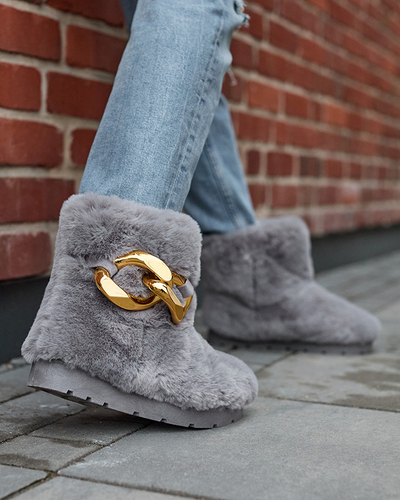 Сірі жіночі снігоступи з хутром Sattopa- Взуття