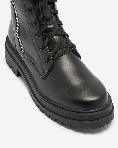 Чорні жіночі черевики на плоскому каблуці Fetisa - Взуття