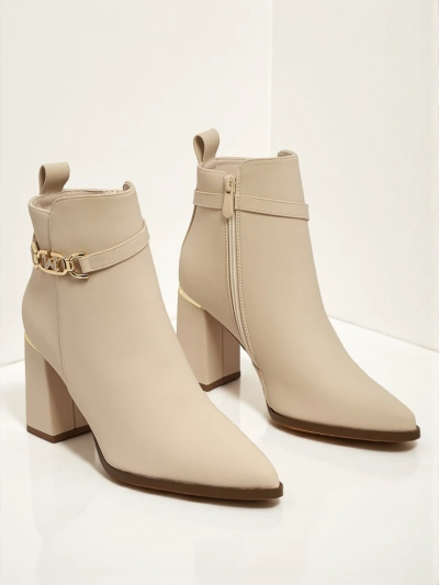 Dámské kotníkové boty eko semišové na sloupku Ostirena