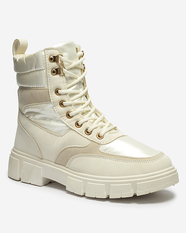 OUTLET Krémové dámské nezateplené traperky Kasemi - Obuv